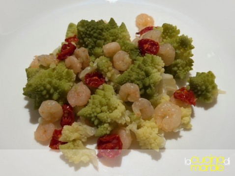 broccolo romanesco con gamberetti