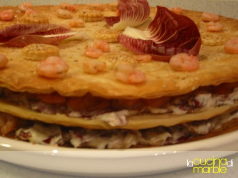 millefoglie gamberi stracchino radicchio